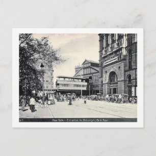 Postal Manhattan, entrada al puente de Brooklyn, Vintage