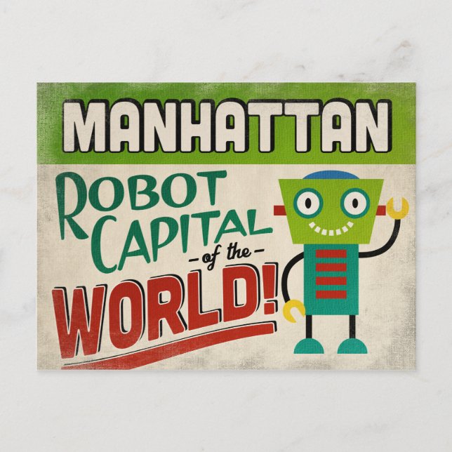 Postal Manhattan Kansas Robot - Funny Vintage (Anverso)
