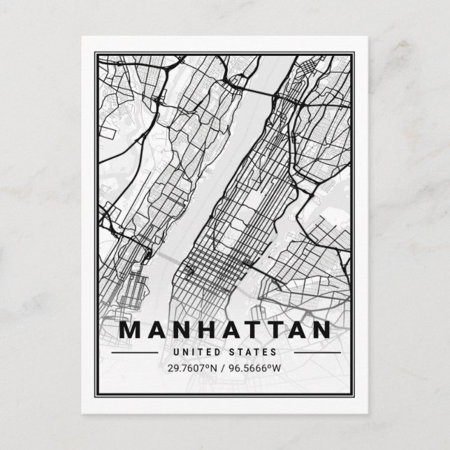 Postal Manhattan New York USA Travel City Map (Anverso)