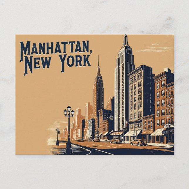 Postal Manhattan vintage, Nueva York (Anverso)