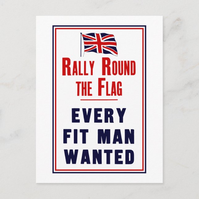 Postal Manifestación alrededor de la bandera ~ Todo hombr (Anverso)