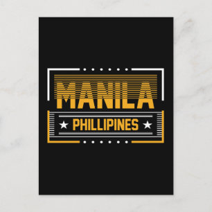 Postal Manila Filipinas Tipografía Moderna Diseño de Viaj