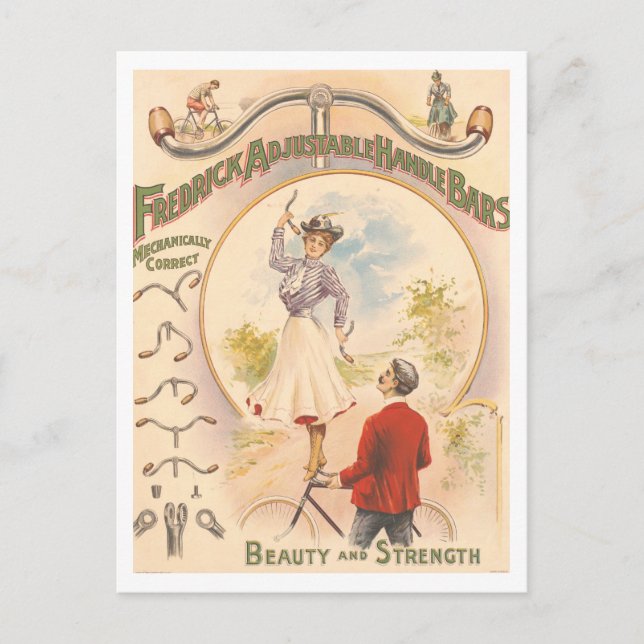 Postal Manillares de bicicleta de anuncio vintage (Anverso)