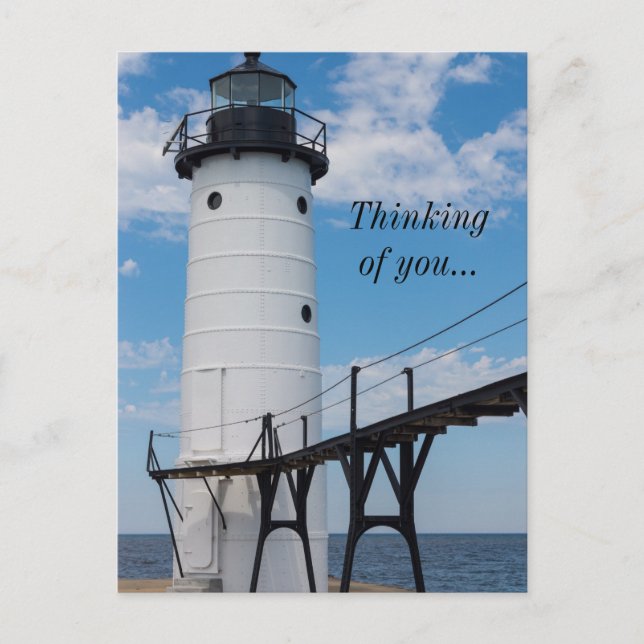 Postal Manistee Lighthouse Pensando En Usted Postcard (Anverso)