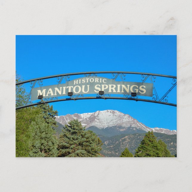 Postal Manitou Springs Rótulo Framing Pikes Peak, Colorad (Anverso)