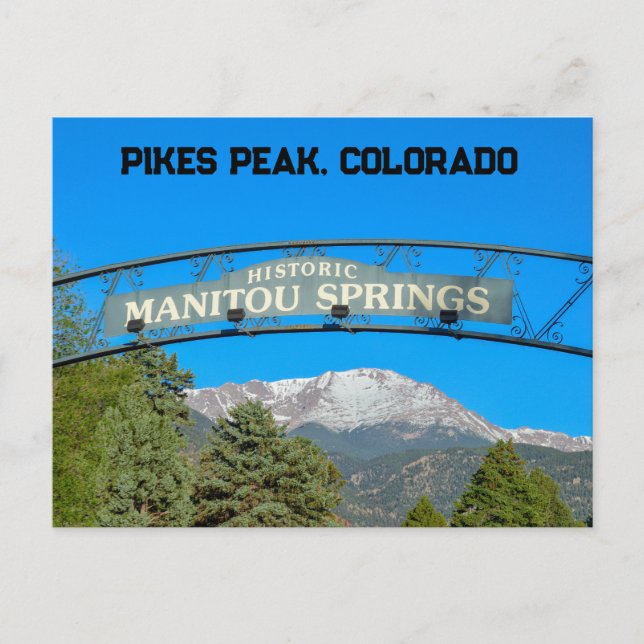 Postal Manitou Springs Rótulo Framing Pikes Peak, Colorad (Anverso)