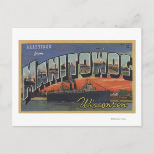 Postal Manitowoc, Wisconsin - Escenas de letras grandes
