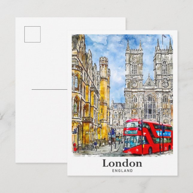 Postal Mano de agua de viaje de Londres Inglaterra Reino  (Anverso / Reverso)
