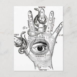 Postal Mano de la serpiente del compás de Wellcoda