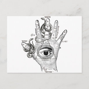 Postal Mano de serpiente de brújula de Wellcoda Illuminat
