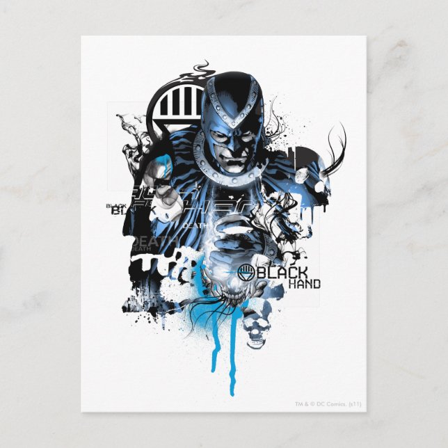 Postal Mano negra - Collage azul (Anverso)