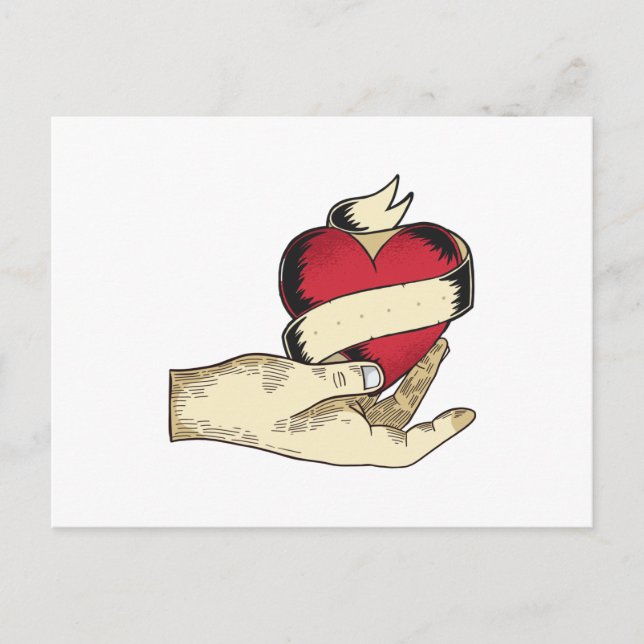 Postal Mano sosteniendo el corazón (Anverso)