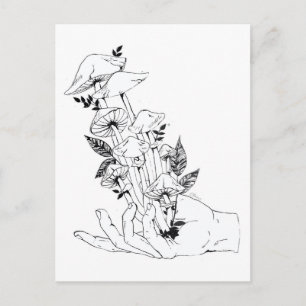 Postal Mano y hongos