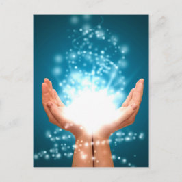 Postal Manos de curación verde chakra Reiki energía zen y