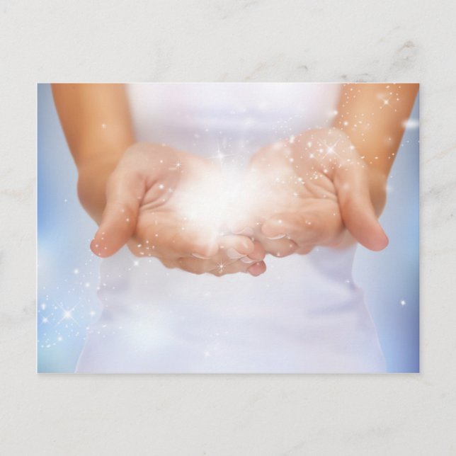 Postal Manos de energía de la llama de la cicatrización b (Anverso)