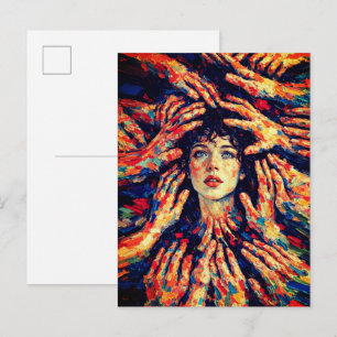 Postal Manos de mujer cubriendo la cara Intensa emoción