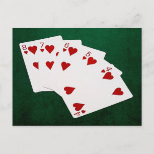 Postal Manos de póquer - Flush recto - Corazón adecuado