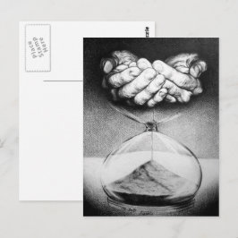 Postal Manos de reloj de arena Dibujo a lápiz Arte surrea