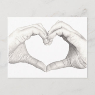 Postal Manos en forma de corazón