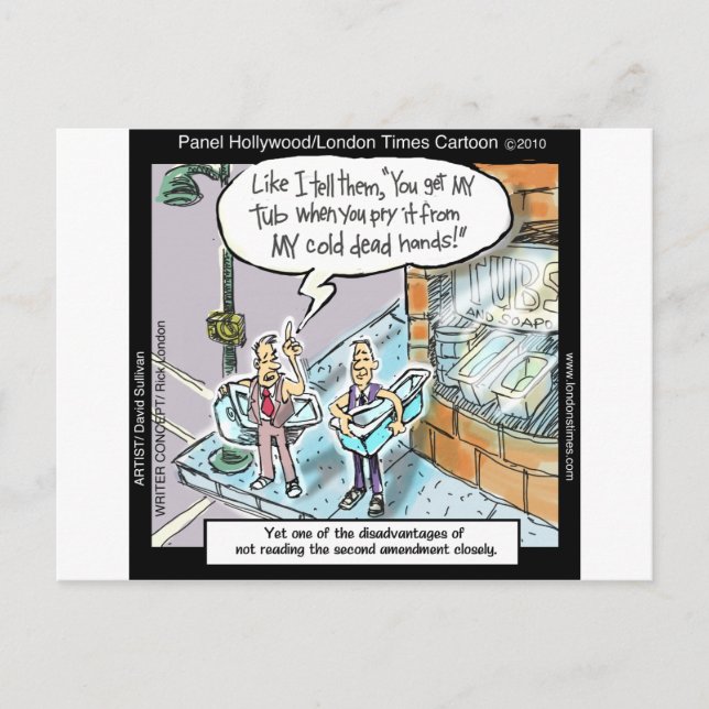 Postal Manos limpias frías con armas y regalos divertidos (Anverso)