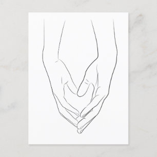 Postal Manos Manos Corazón Línea mínima Arte Cuto Simple 