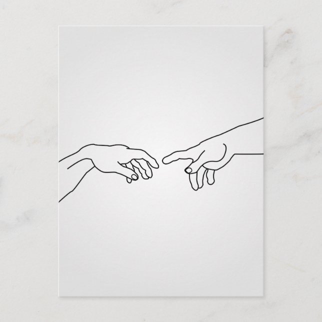 Postal Manos mostrando la creación de Adán (Anverso)