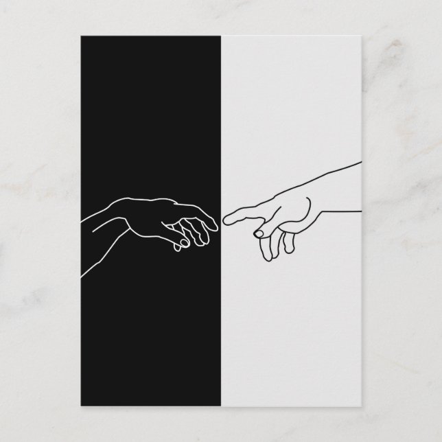 Postal Manos mostrando la creación de Adán (Anverso)