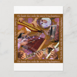 Postal Manos que hacen la música. Haga la felicidad