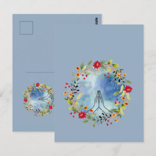 Postal Manos rezando acuarela