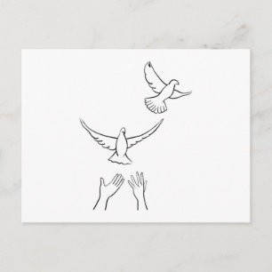 Postal Manos soltando palomas