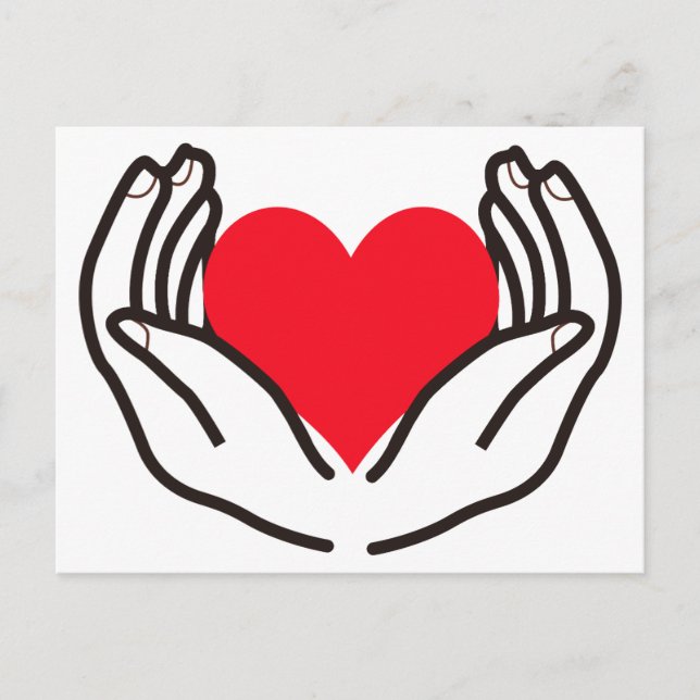 Postal Manos sosteniendo el corazón (Anverso)
