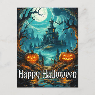 Postal Mansión de Acarmiento Feliz Halloween