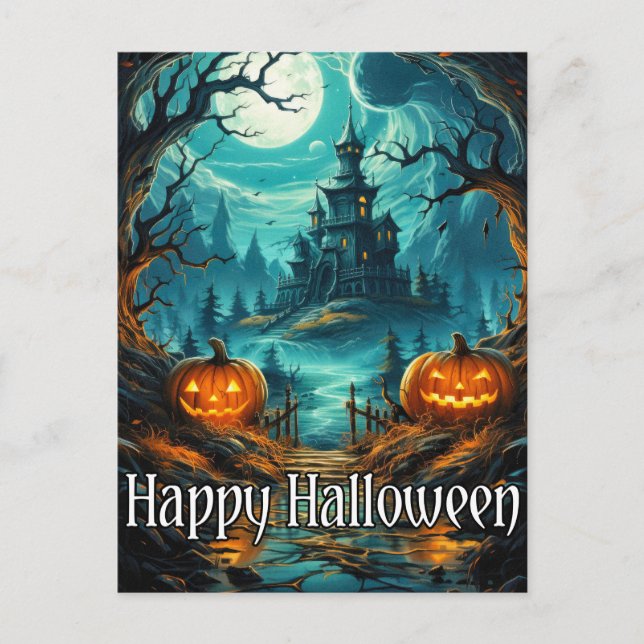 Postal Mansión de Acarmiento | Feliz Halloween (Anverso)