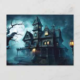 Postal Mansión de Halloween de mal gusto después de la me