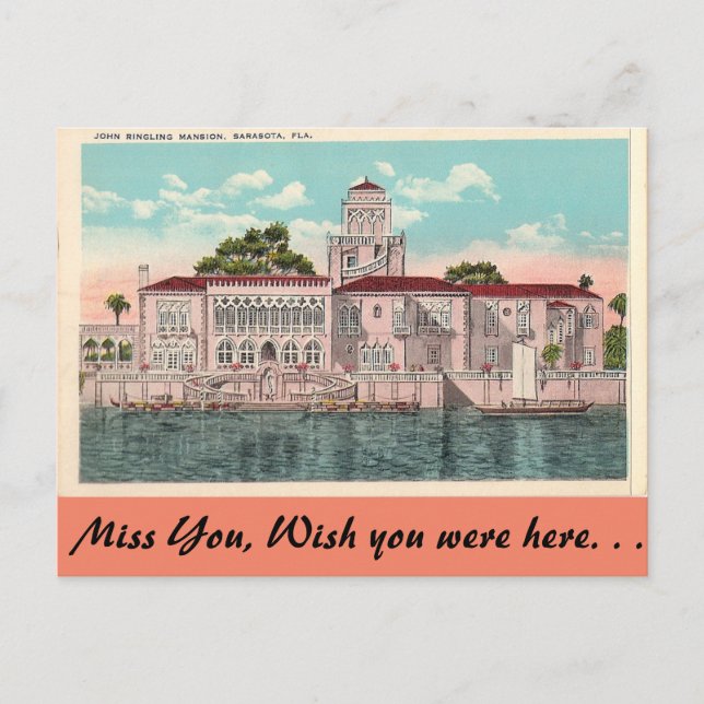 Postal Mansión de ringling, Sarasota, Florida (Anverso)