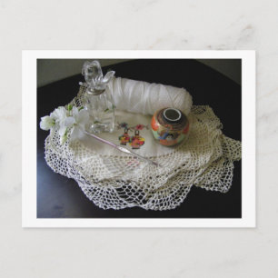 Postal Mantel de ganchillo de punto de cruz antiguo