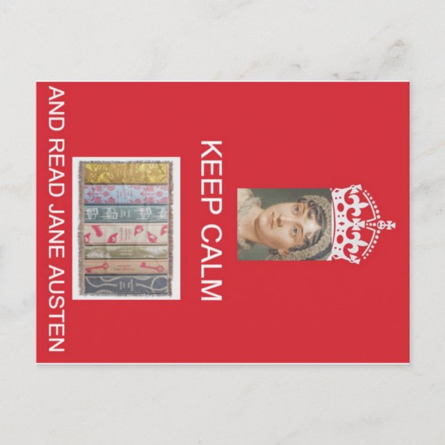 Postal Mantén la calma, lee a Jane Austen (Anverso)