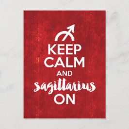 Postal Mantén La Calma Sagittarius En El Rojo De Cumpleañ