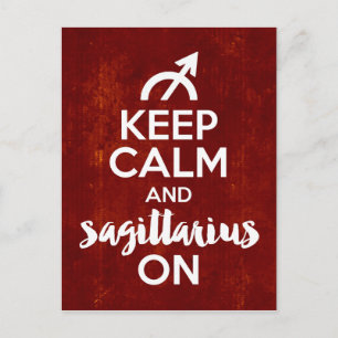 Postal Mantén La Calma Sagittarius En El Rojo De Cumpleañ