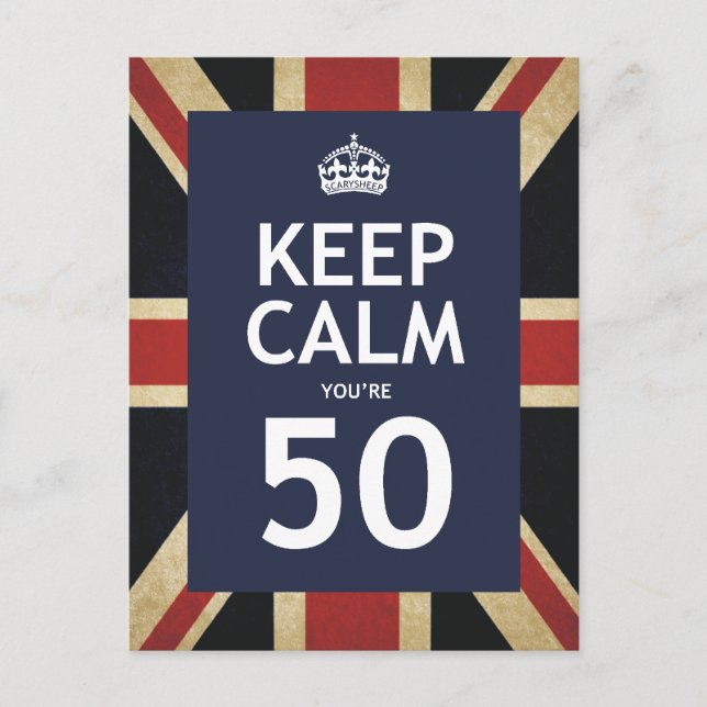 Postal Mantén la calma tienes 50 años (Anverso)