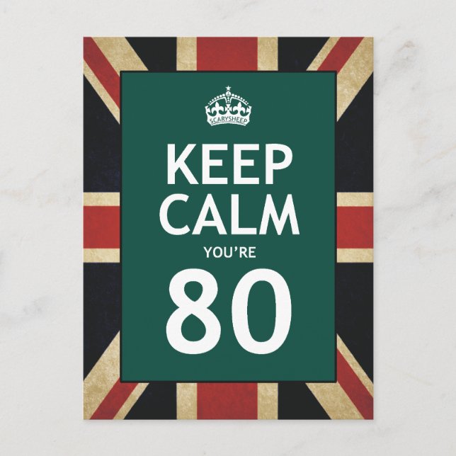 Postal Mantén la calma tienes 80 años (Anverso)