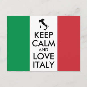 Postal Mantén la Calma y Ama Italia Verde Blanco y Rojo