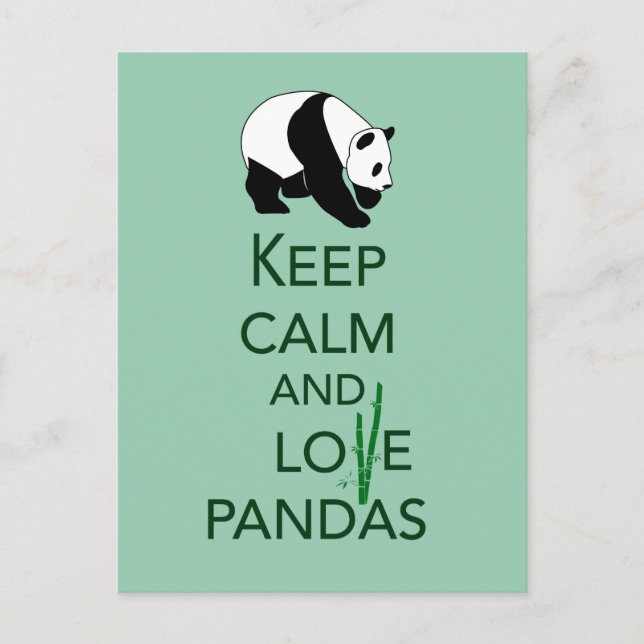 Postal Mantén la Calma y Ama los Pandas Regalo de Arte Im (Anverso)