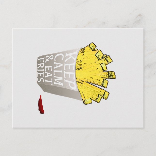 Postal Mantén la calma y come fritos arte pop (Anverso)