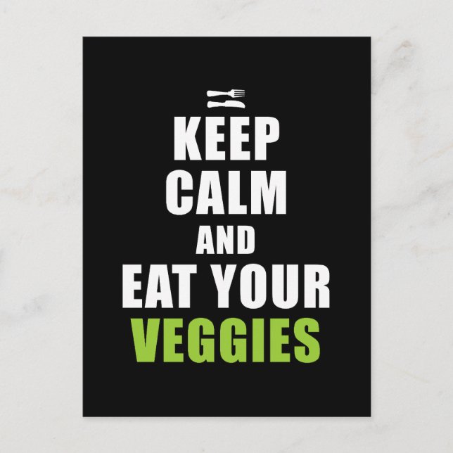 Postal Mantén la calma y come tus vegetales (Anverso)