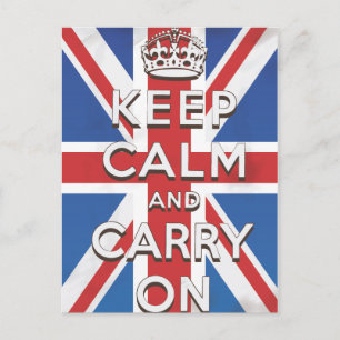 Postal Mantén la calma y sigue adelante Bandera británica