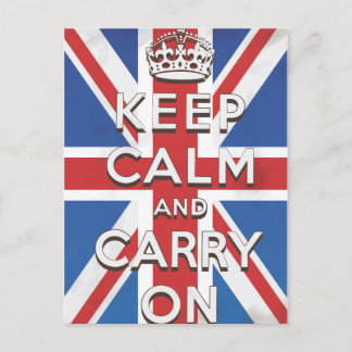Postal Mantén la calma y sigue adelante Bandera británica