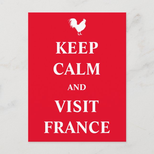 Postal Mantén la calma y visita Francia (Anverso)