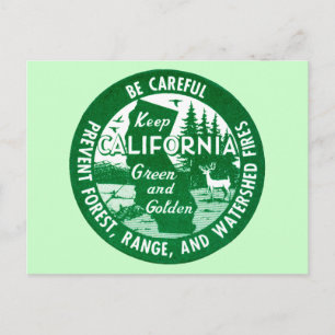 Postal Mantener a California verde y dorado