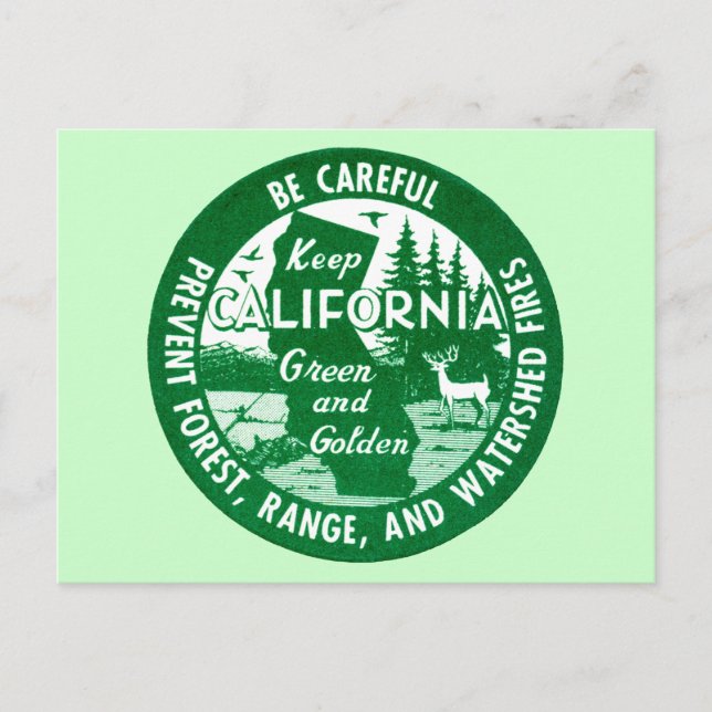Postal Mantener a California verde y dorado (Anverso)